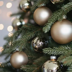 44 Weihnachtskugeln, Hellgold, Glas, 5-8 Cm