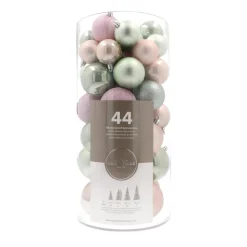 44 Weihnachtskugeln, Romantic Mix, Kunststoff, 5-8 Cm