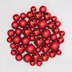 44 Weihnachtskugeln, Rot, Glas, 5-8 Cm