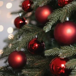 44 Weihnachtskugeln, Rot, Kunststoff, 5-8 Cm