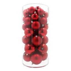 44 Weihnachtskugeln, Rot, Kunststoff, 5-8 Cm