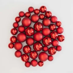 44 Weihnachtskugeln, Rot, Kunststoff, 5-8 Cm