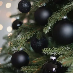 44 Weihnachtskugeln, Schwarz, Glas, 5-8 Cm