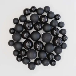 44 Weihnachtskugeln, Schwarz, Glas, 5-8 Cm