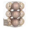 12 Weihnachtskugeln Taupe, Aus Kunststoff, 7 Cm