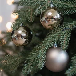 12 Weihnachtskugeln Taupe, Aus Kunststoff, 7 Cm