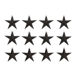 12 Weihnachtssterne Schwarz, Aus Kunststoff, 10 Cm