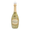 Anhänger Champagner-Flasche, Gold, Glas, 14 Cm