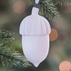 Anhänger Eichel Weiß, Aus Porzellan, 4 Cm