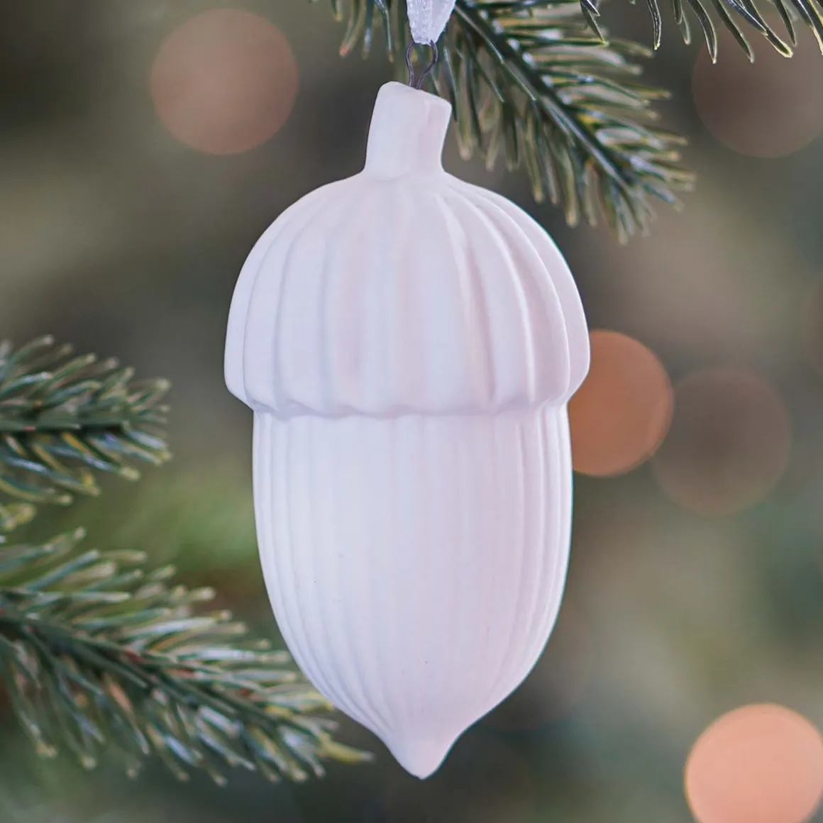 Anhänger Eichel Weiß, Aus Porzellan, 4 Cm