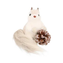 Anhänger Eichhörnchen Auf Tannenzapfen, Grau, Kunststoff, 15 Cm