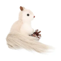 Anhänger Eichhörnchen Auf Tannenzapfen, Grau, Kunststoff, 15 Cm