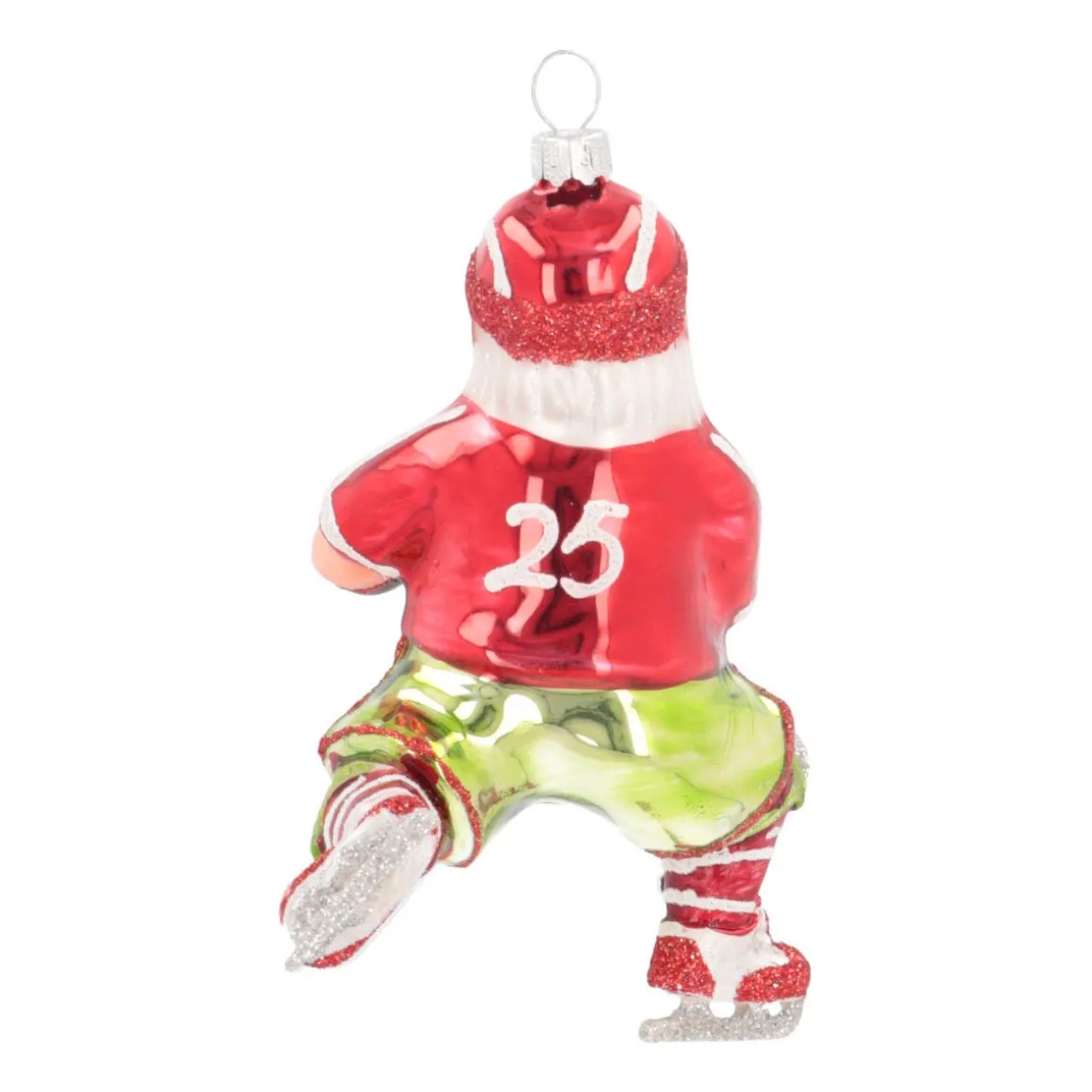 Anhänger Eishockey-Weihnachtsmann, Glas, 12 Cm