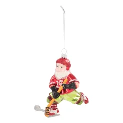 Anhänger Eishockey-Weihnachtsmann, Glas, 12 Cm