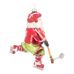 Anhänger Eishockey-Weihnachtsmann, Glas, 12 Cm