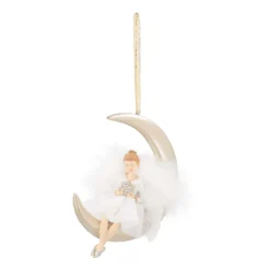 Anhänger Engel Auf Mond, Polyresin, 13 Cm