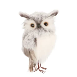 Anhänger Eule, Grau, Kunststoff, 13 Cm