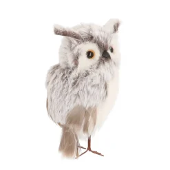 Anhänger Eule, Grau, Kunststoff, 13 Cm