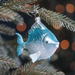 Anhänger Fisch, Blau, Glas, 9 Cm