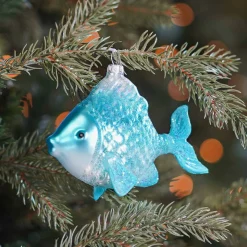 Anhänger Fisch, Blau, Glas, 9 Cm