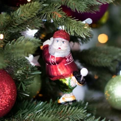 Anhänger Golfender Weihnachtsmann, Rot, Glas, 11 Cm