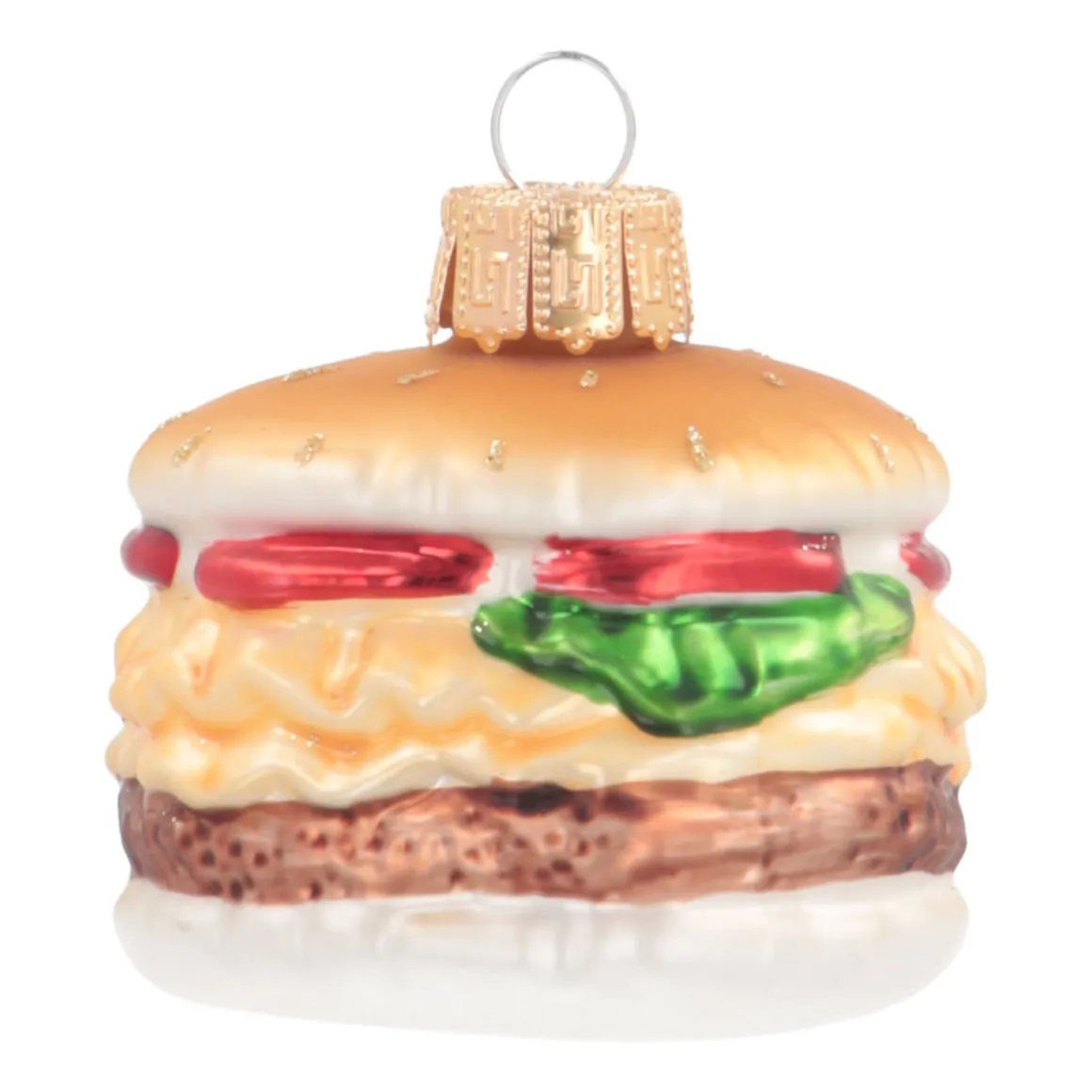 Anhänger Hamburger, Glas, 6 Cm