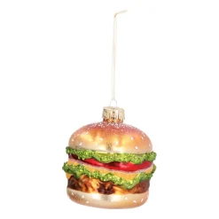 Anhänger Hamburger, Gold, Glas, 9 Cm