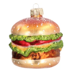 Anhänger Hamburger, Gold, Glas, 9 Cm