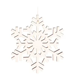 Anhänger Holz-Schneeflocke Mit Feinen Linien, Weiß, 12 Cm