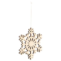 Anhänger Holz-Schneeflocke Mit Feinen Linien, Weiß, 12 Cm