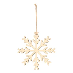 Anhänger Holz-Schneeflocke, Natur, 12 Cm