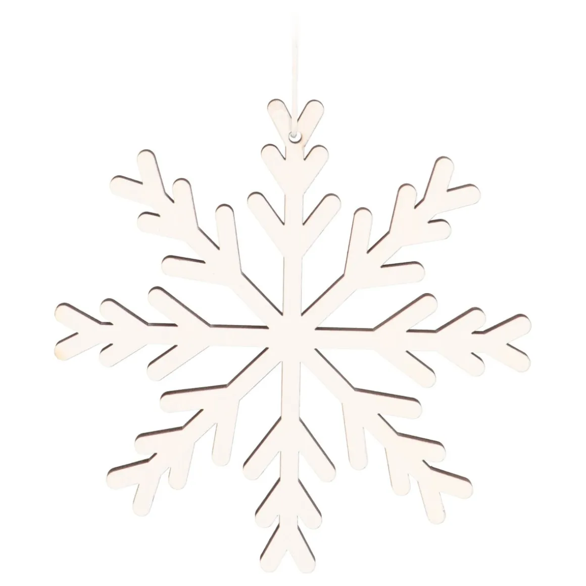 Anhänger Holz-Schneeflocke, Weiß, 12 Cm