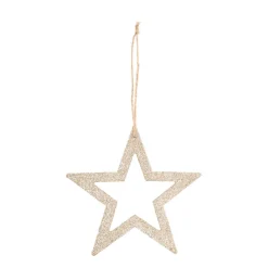 Anhänger Holz-Stern, Champagner, 15 Cm