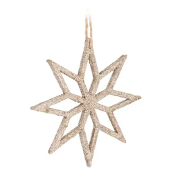 Anhänger Holz-Stern, Champagner, 12 Cm