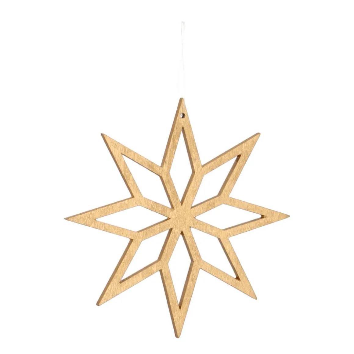 Anhänger Holz-Stern, Gold, 12 Cm