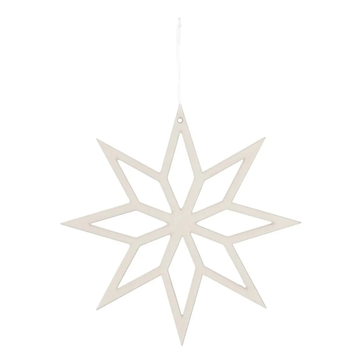 Anhänger Holz-Stern, Weiß, 12 Cm