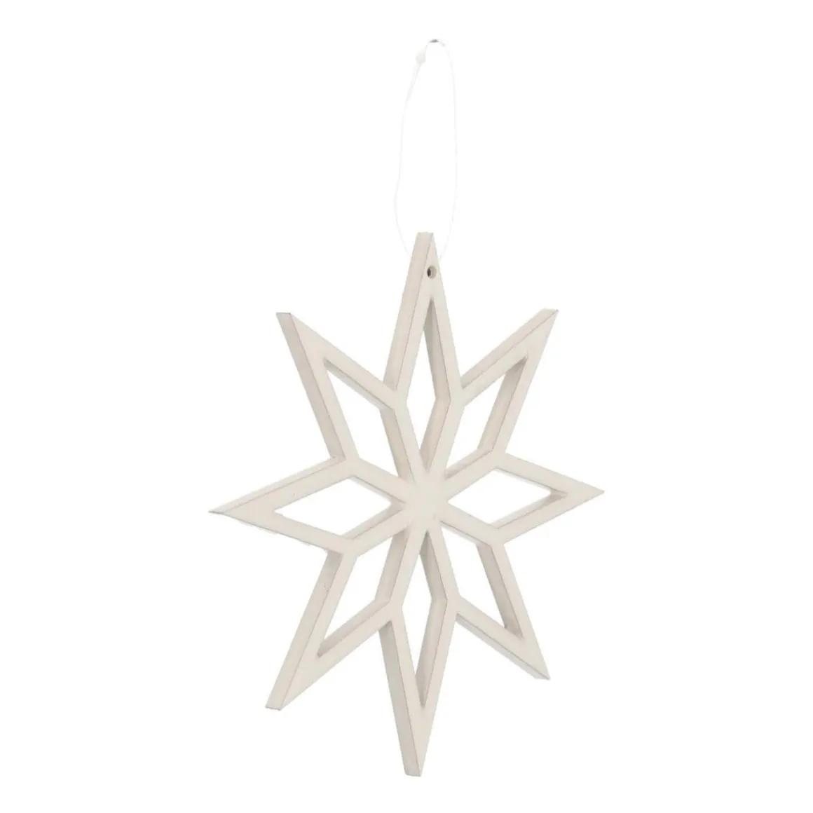 Anhänger Holz-Stern, Weiß, 12 Cm