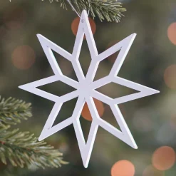 Anhänger Holz-Stern, Weiß, 12 Cm