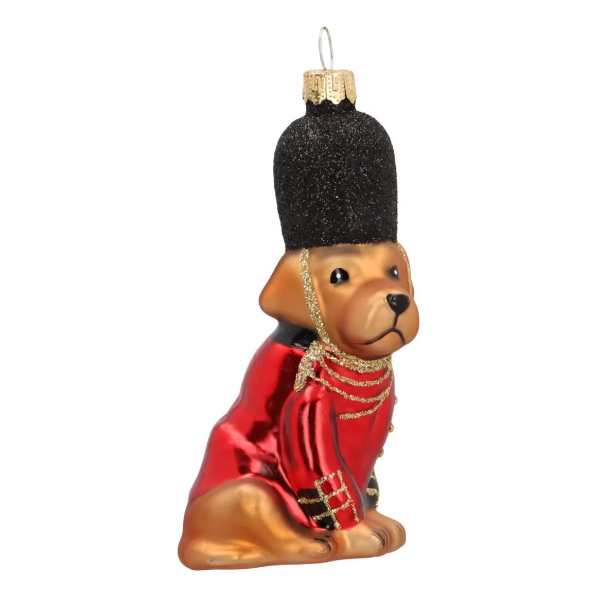 Anhänger Hund In Uniform, Rot, Glas, 11 Cm