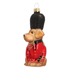 Anhänger Hund In Uniform, Rot, Glas, 11 Cm