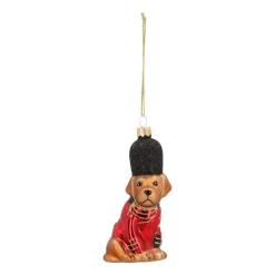 Anhänger Hund In Uniform, Rot, Glas, 11 Cm