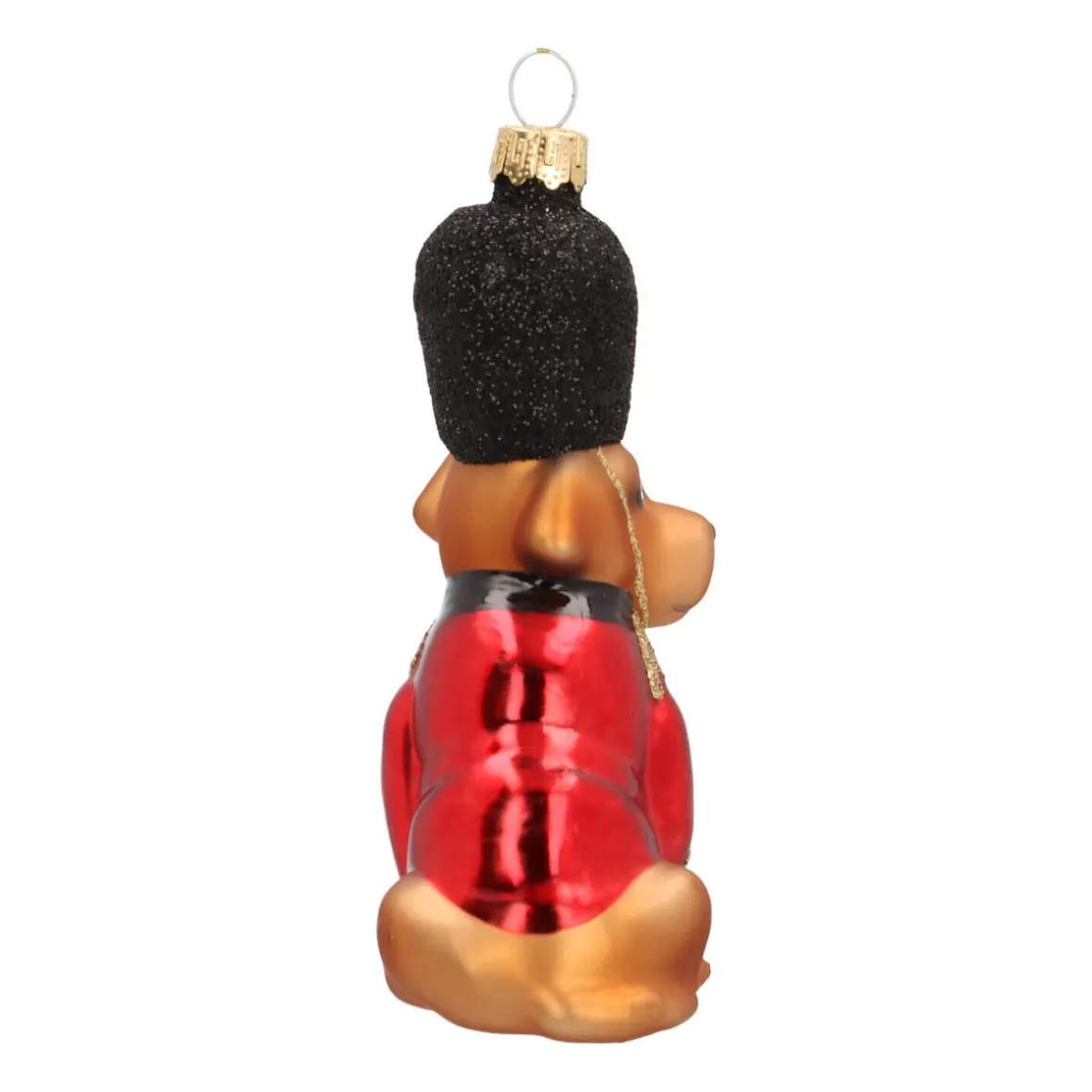 Anhänger Hund In Uniform, Rot, Glas, 11 Cm