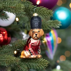 Anhänger Hund In Uniform, Rot, Glas, 11 Cm
