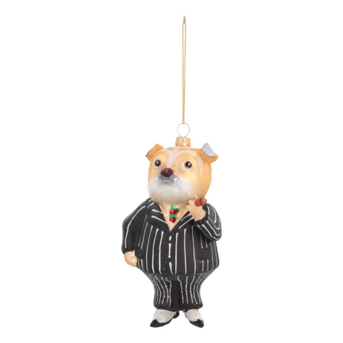 Anhänger Hund Mit Zigarre, Schwarz, Glas, 15 Cm