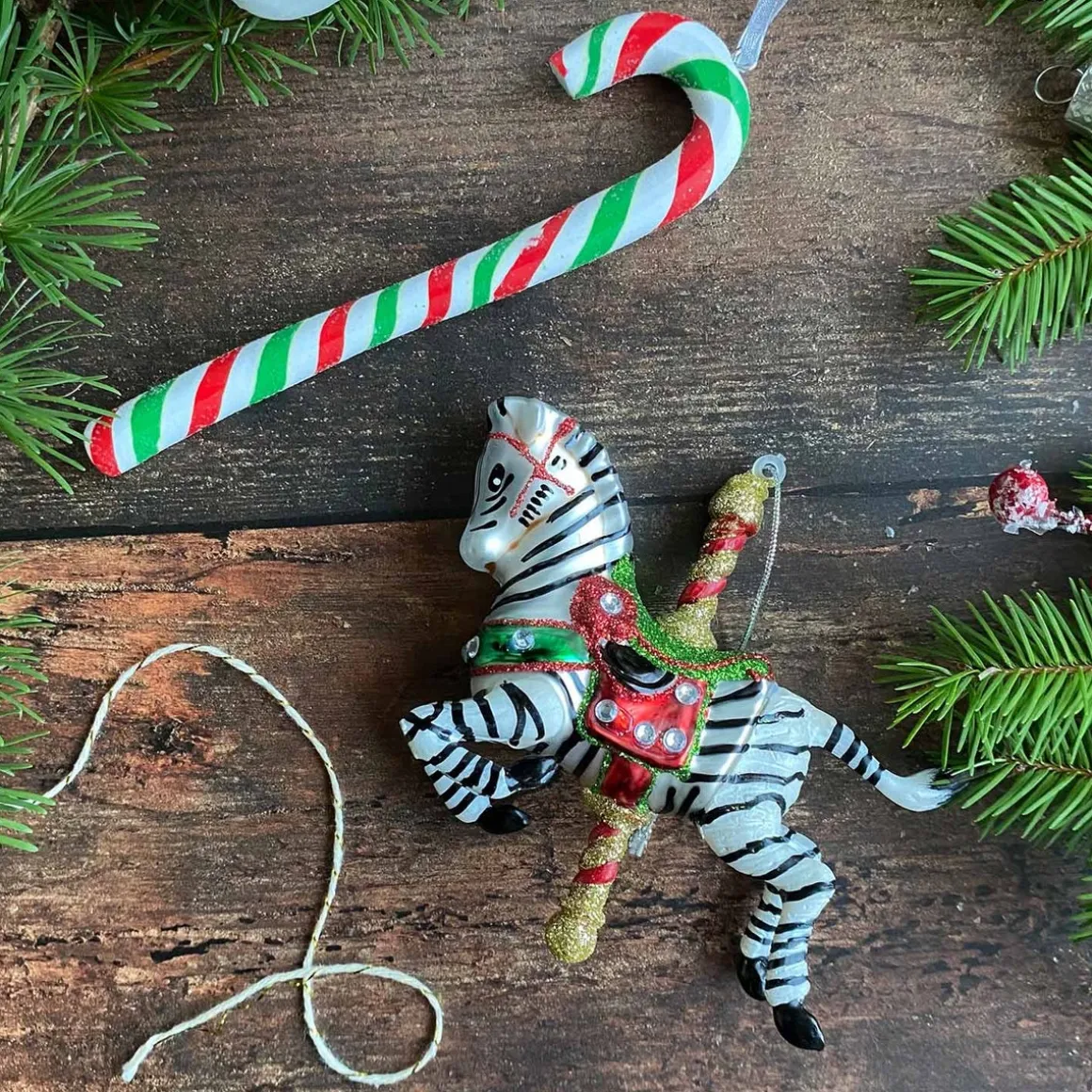 Anhänger Karussell-Zebra, Glas, 10 Cm