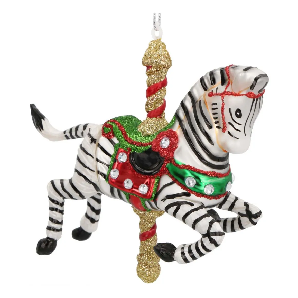 Anhänger Karussell-Zebra, Glas, 10 Cm