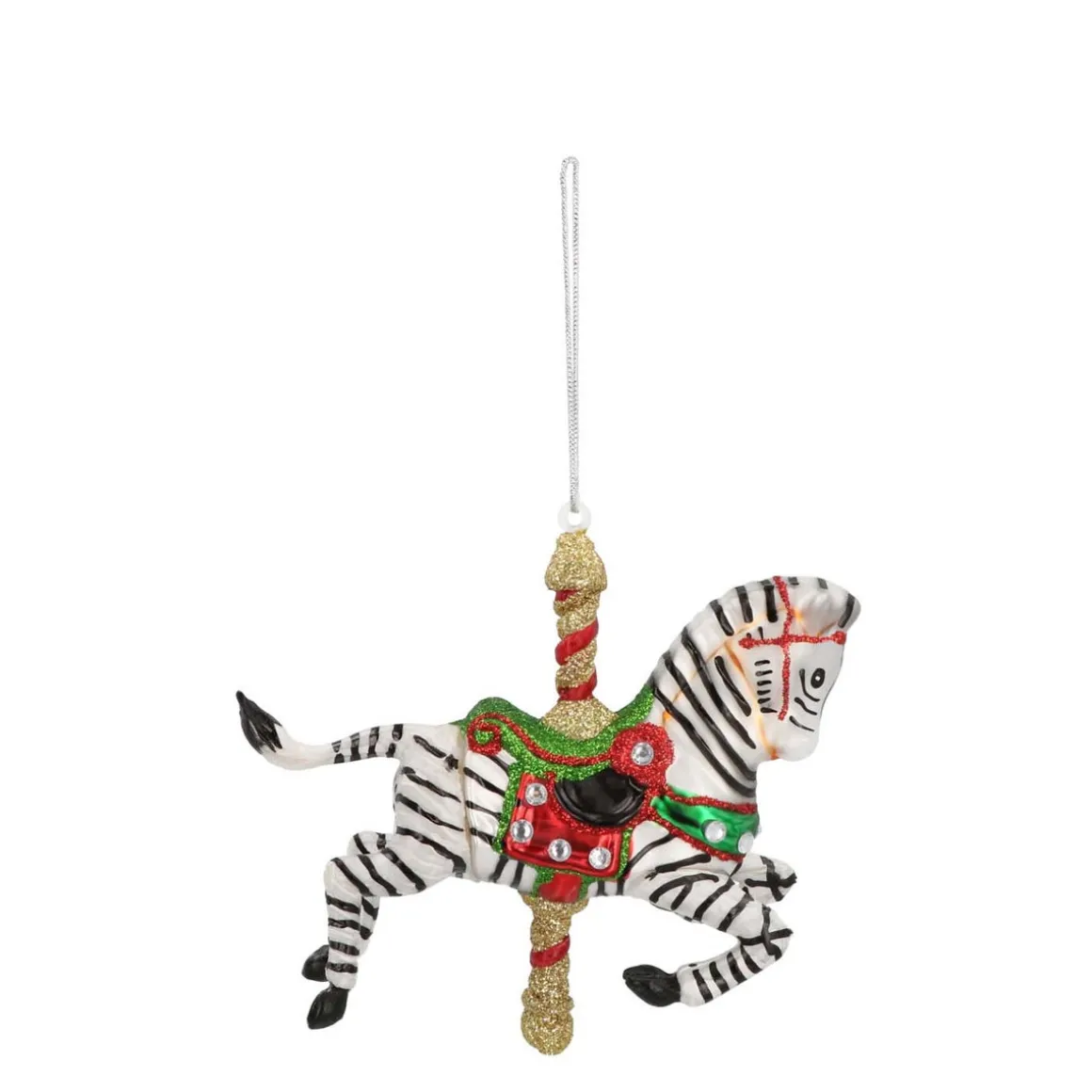 Anhänger Karussell-Zebra, Glas, 10 Cm