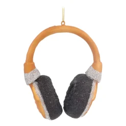 Anhänger Kopfhörer, Gold, Glas, 10 Cm