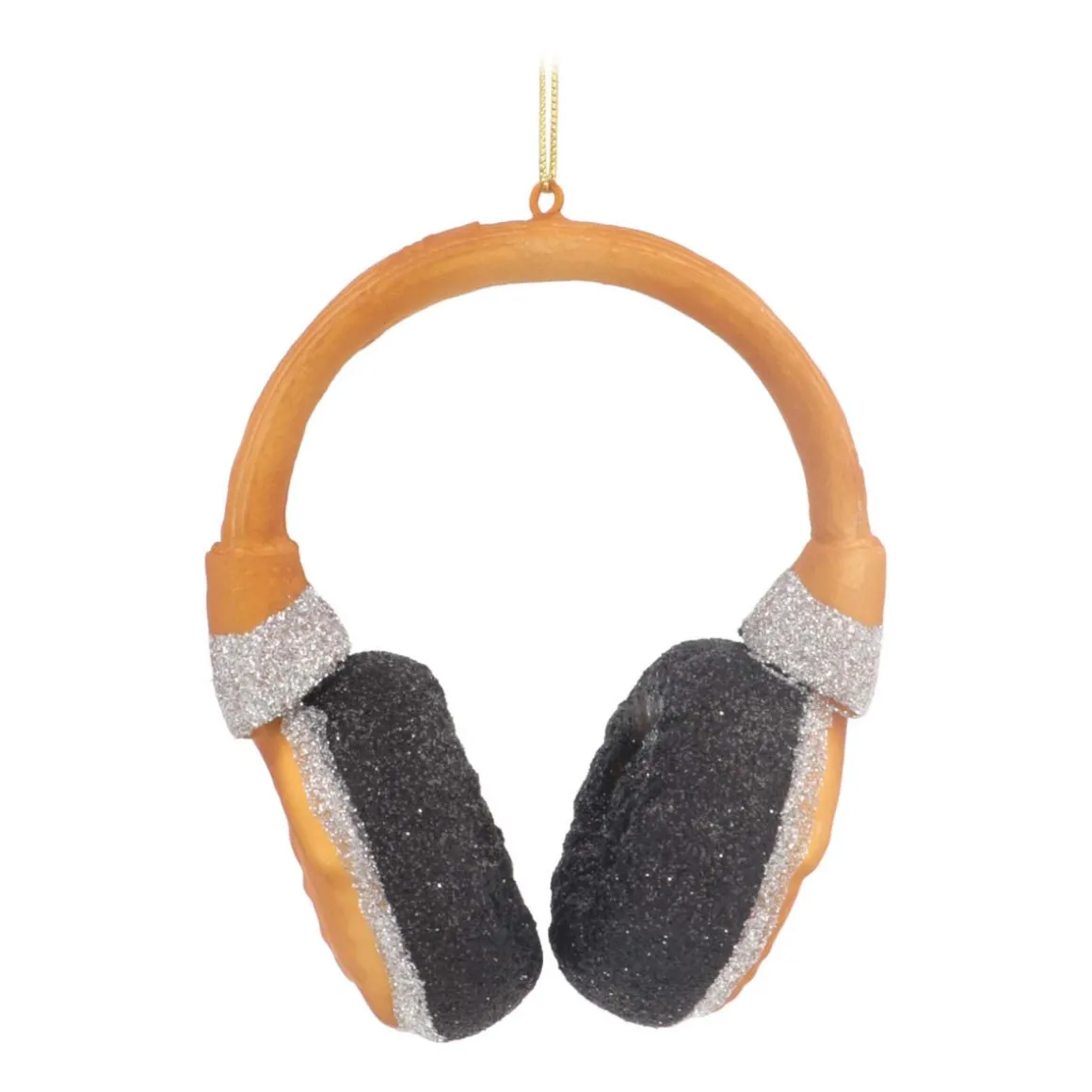 Anhänger Kopfhörer, Gold, Glas, 10 Cm