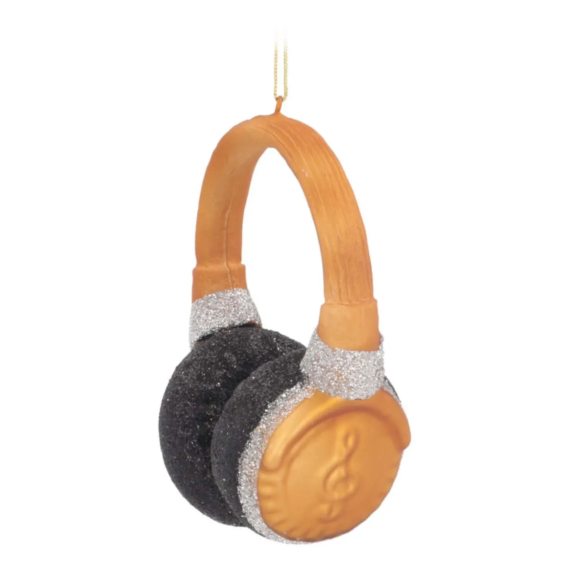 Anhänger Kopfhörer, Gold, Glas, 10 Cm